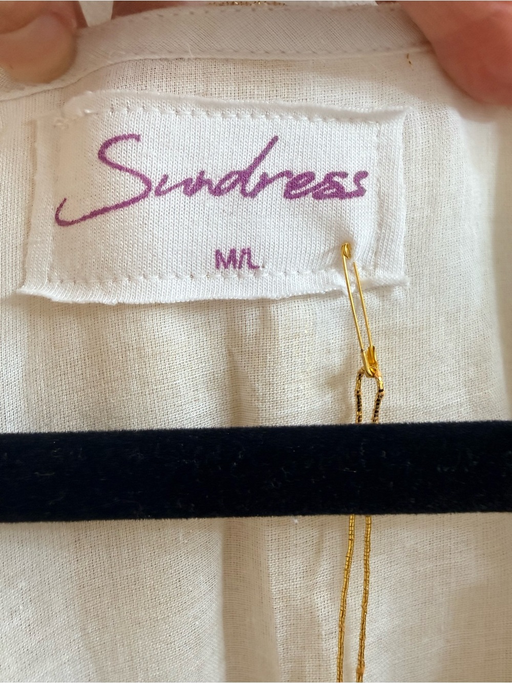 SUNDRESS Alicia Romper Size M/L Gold Gingham Metallic Threading NWT - Picture 3 of 16